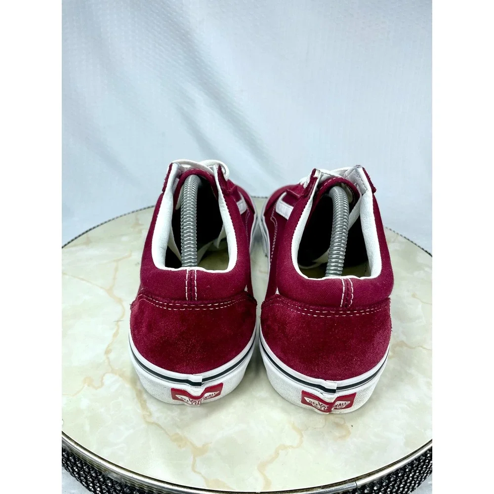 Vans Suede Canvas Skate Shoes Mens 10 Burgundy Low Top Streetwear Retro Sneakers